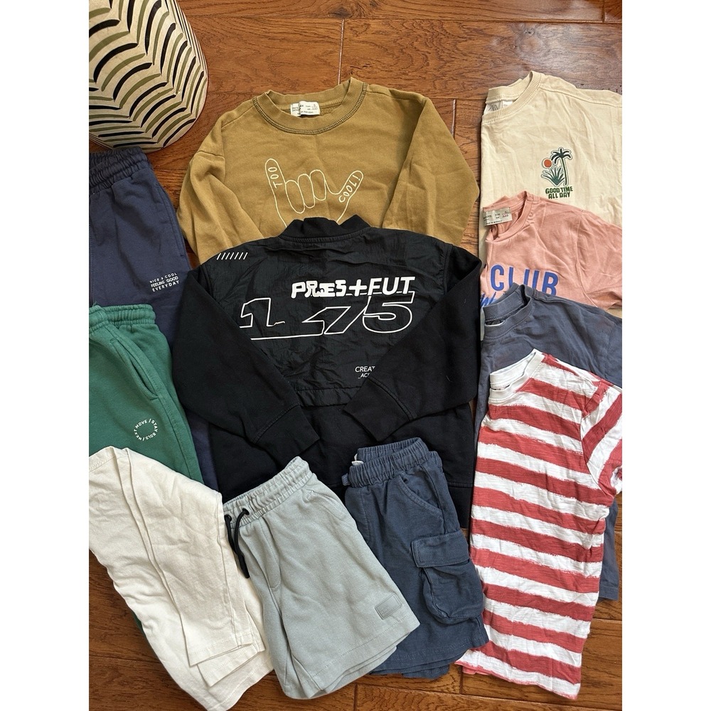 ZARA Boys Size 5 6 Clothing Lot Bundle 11 Pcs Jacket Sweatshirt Joggers Shorts